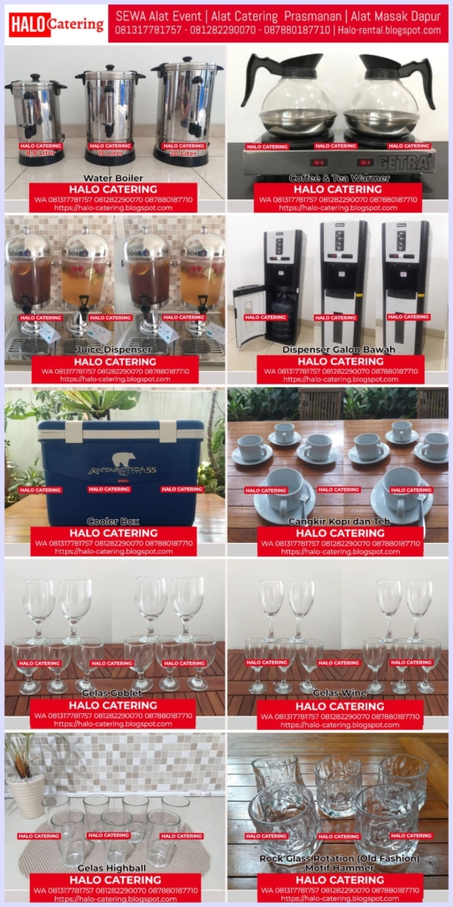 Persewaan Alat Minum, Alat Coffee Break, Persewaan Perlengkapan Catering, Halo Catering